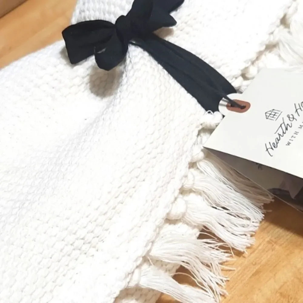 Hearth & Hand Magnolia Ivory Textured Fringed Ends Table Runner